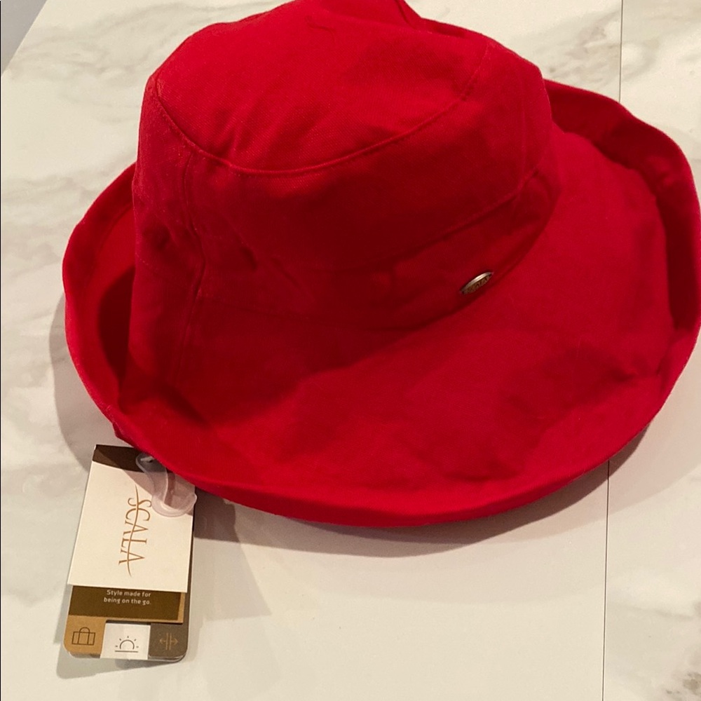 Scala Red Canvas Sun Hat UPS 50+